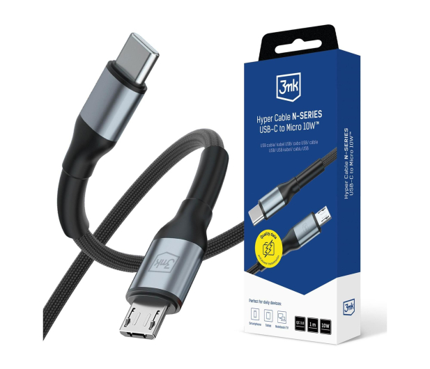 3mk Hyper Cable N-SERIES C to Micro 1m QC 3.0 5V/2A 10W Black - 1507935 - zdjęcie